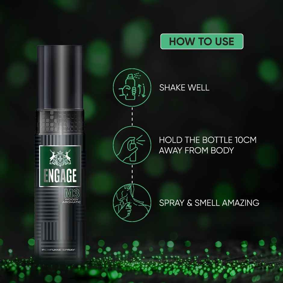 Engage M3 Perfume Spray for Men, Fresh & Minty Fragrance, Skin Friendly
