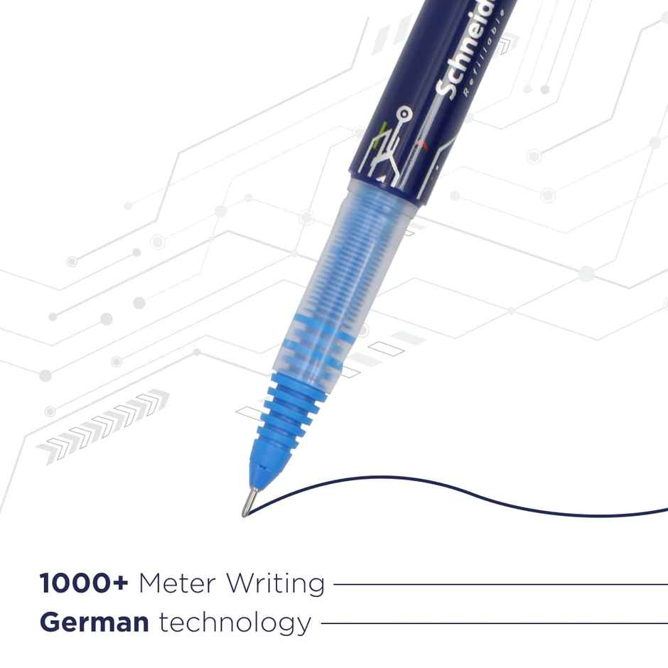 Luxor Schneider LX Max Refillable Roller Ball Pen | Pack of 3 | Blue | 1000 mtrs Plus Writing Length