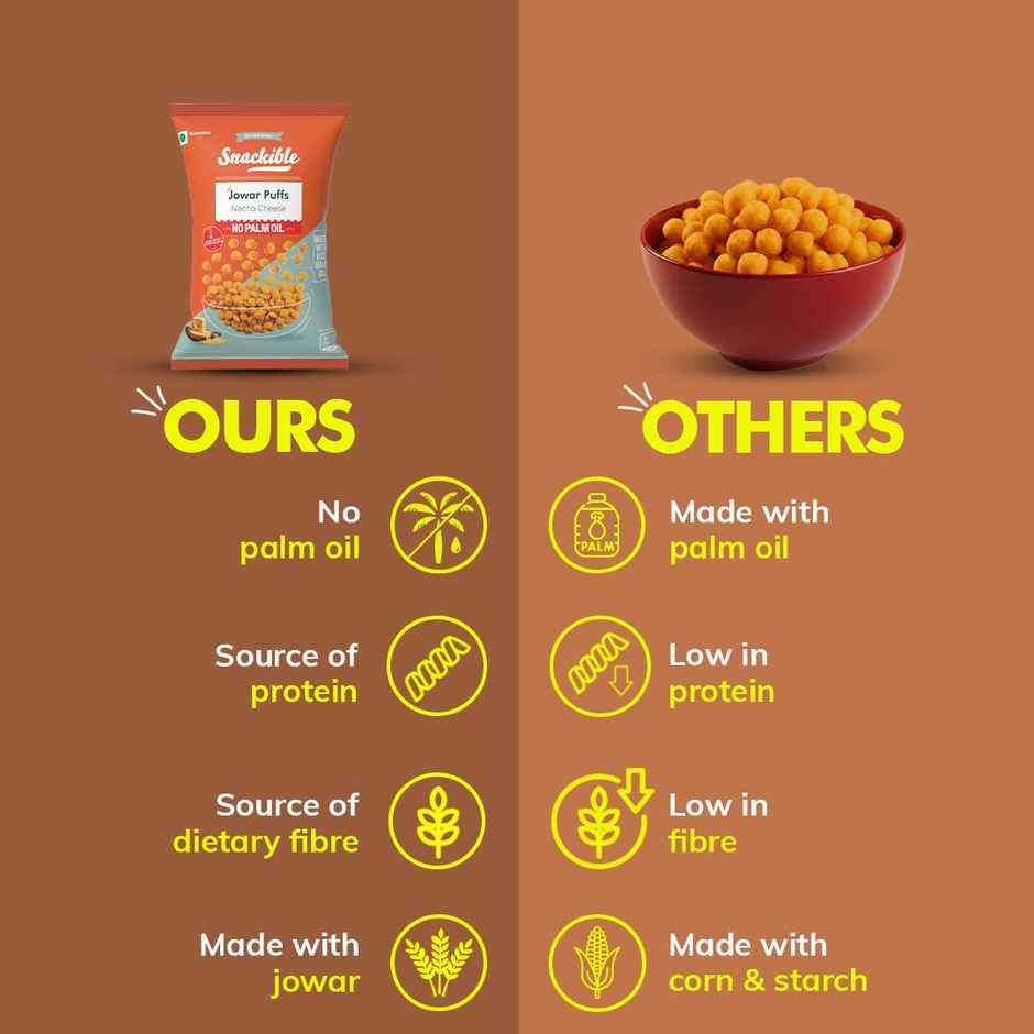 Snackible Nacho Cheese Jowar Puffs | Millet Snack