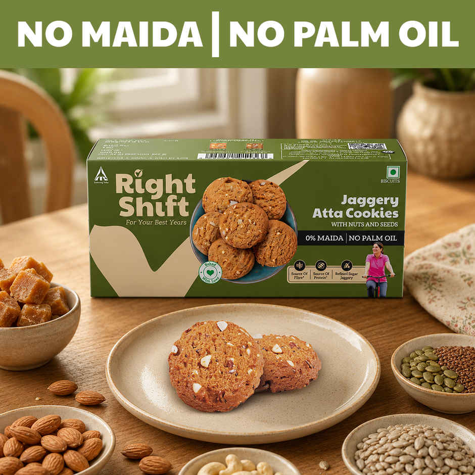Right Shift Jaggery Atta Cookies | No Palm Oil, 0% Maida, Digestive Biscuits, Healthy Snack
