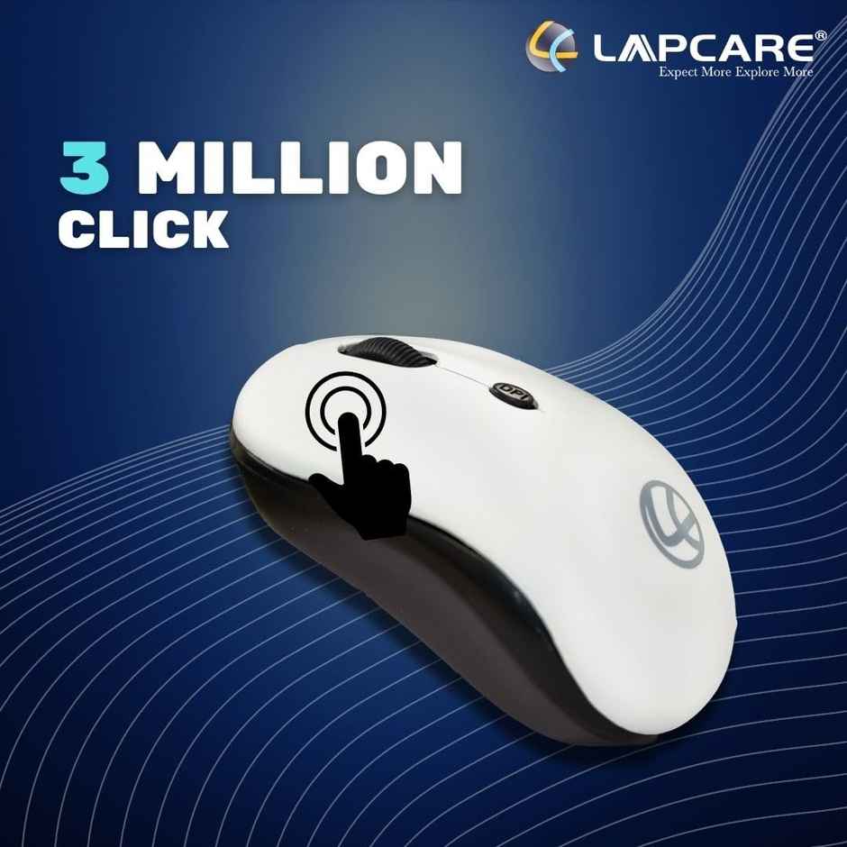 Lapcare Safari Wireless Optical Mouse Ind With 2.4 Ghz 1600 Dpi And Optical Sensor White