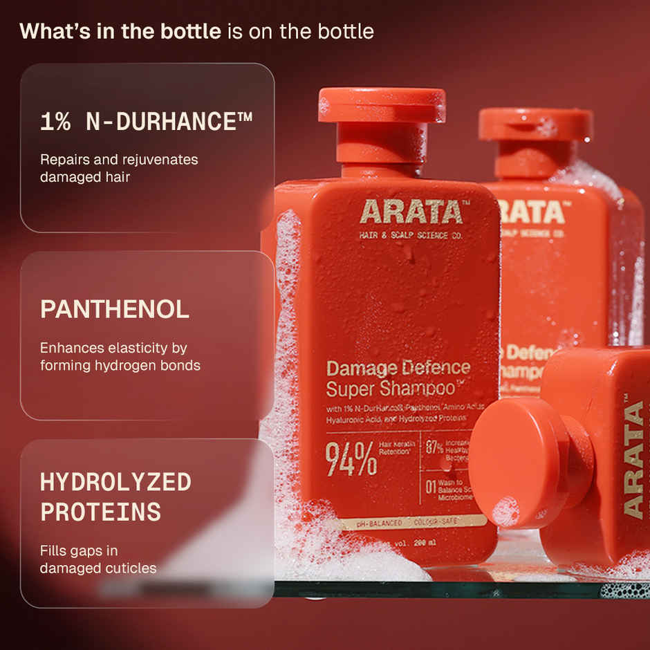 Arata Super Shampoo | Repairs Hair Damage | Scalp Care | Sulphate-Free | Colour-Safe