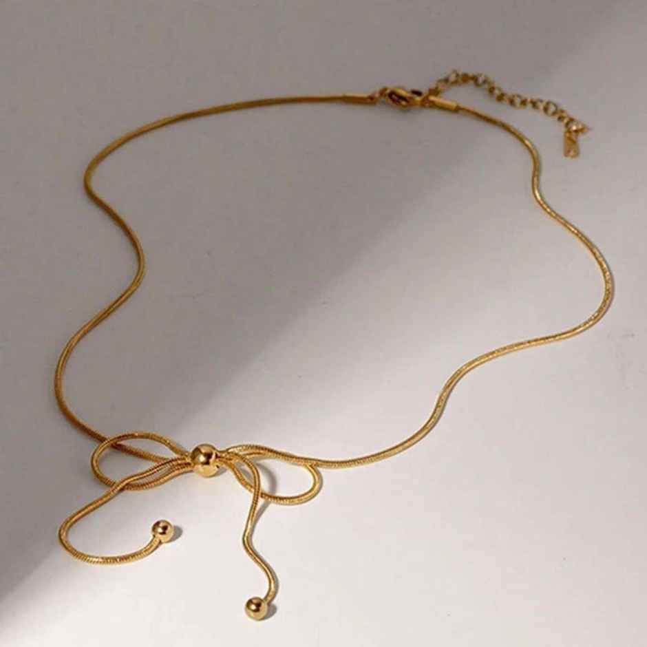 Estailo Fashion At The 11th Hour bow Neckpiece | N0000334 | Gold