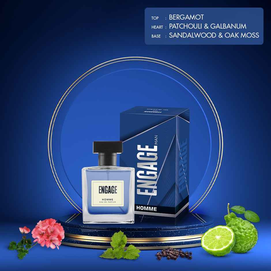 Engage Homme Perfume for Men, Citrus & Fresh, Free Tester with Pack