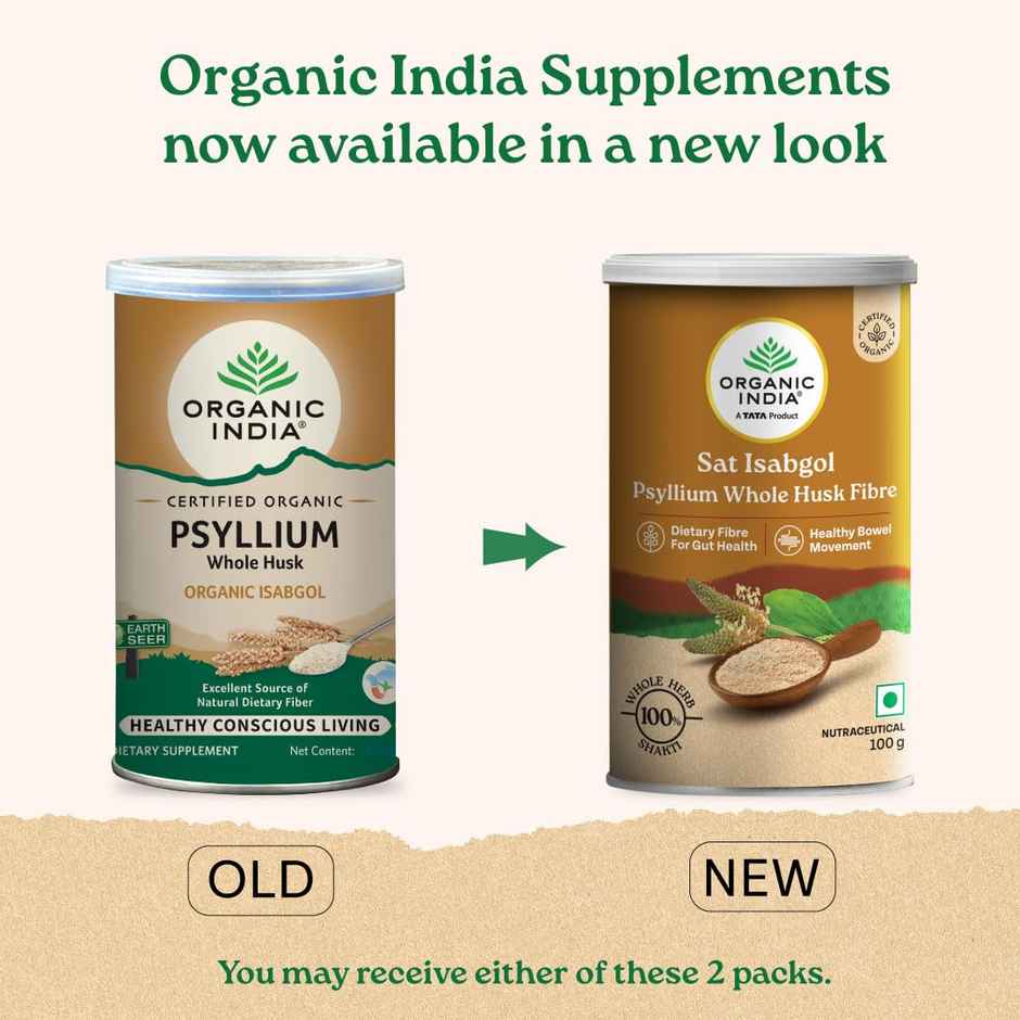 Organic India Sat Isabgol Psyllium Whole Husk Powder With Dietary Fiber