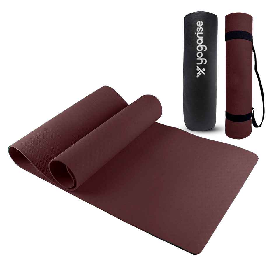 Yogarise 6mm Yoga Mat with Bag & Strap, Wine