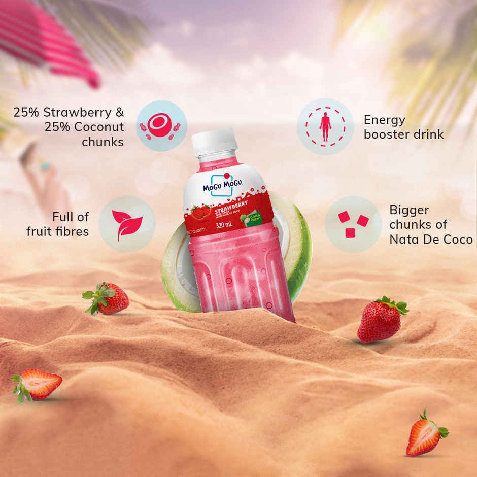 Mogu Mogu Strawberry Fruit Drink with Nata de Coco