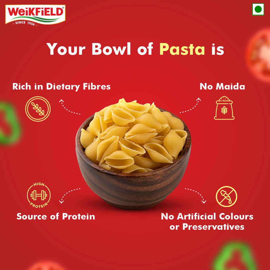 Weikfield Shell Pasta|Durum Wheat Semolina Healthy Pasta| Rich in Protein & Fibre