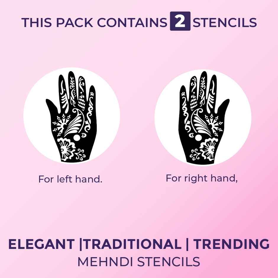 Sanfe Mehndi Stencil Full Hand Set, Henna Tattoo Stencil/Sticker Style 4
