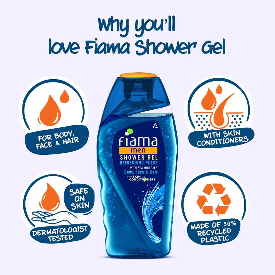Fiama Men Body Wash Shower Gel Refreshing Pulse, with Skin Conditioners Combo