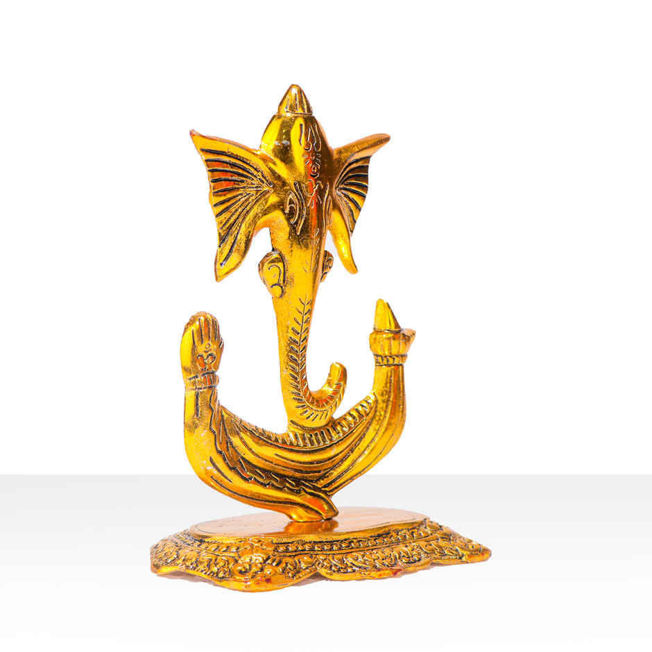 Ganesh Ji Idol Trishul Shape in Gold Polish | Devnidhi