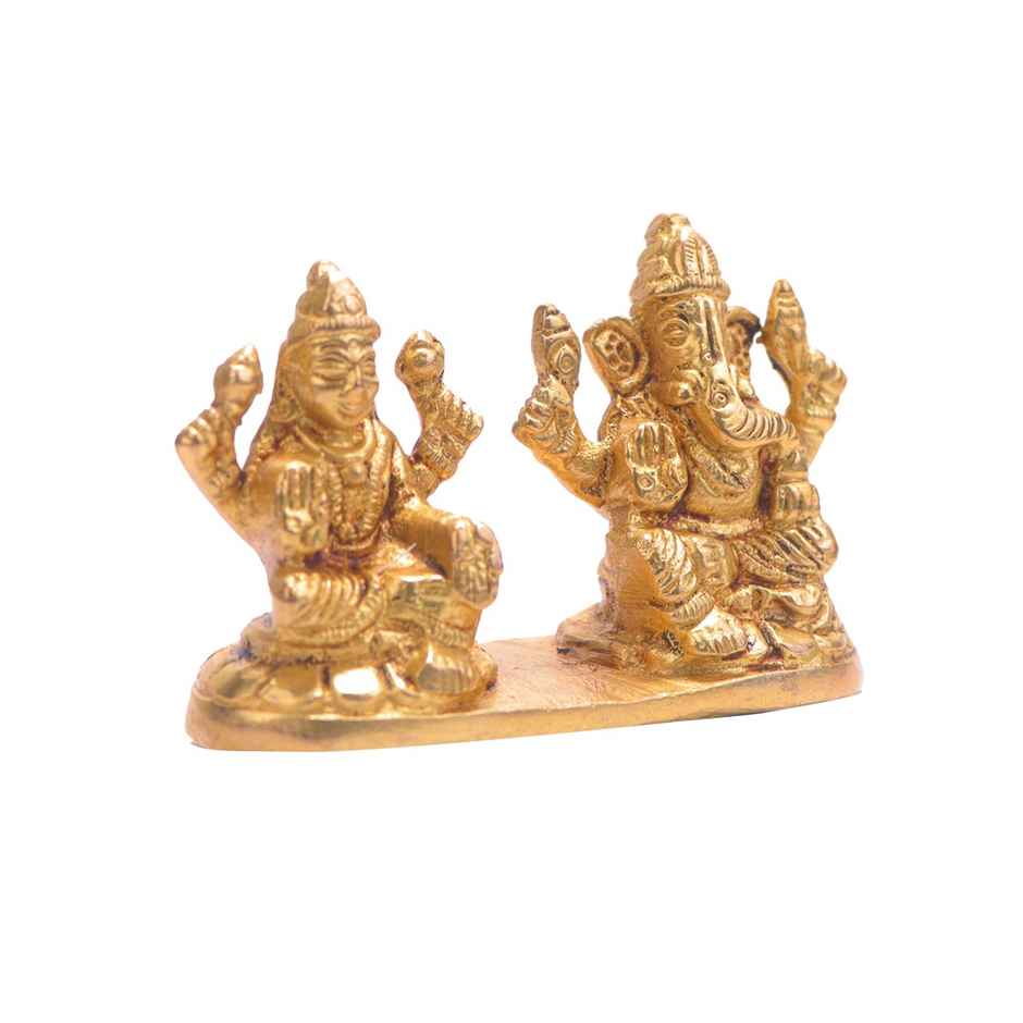 Laxmi Ganesh on Chowki in Gold Polish | Devnidhi