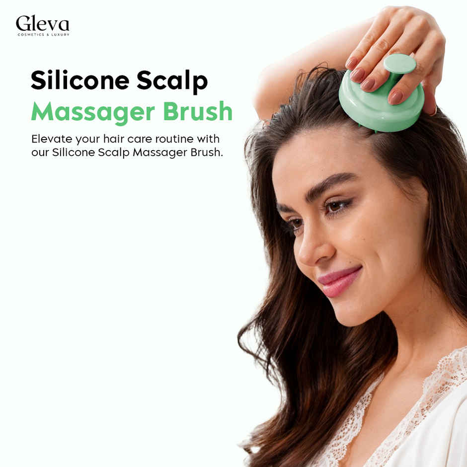 Gleva Hair Scalp Massager for Hair Growth & Dandruff Removal Head Massager For Women & Mens - Green