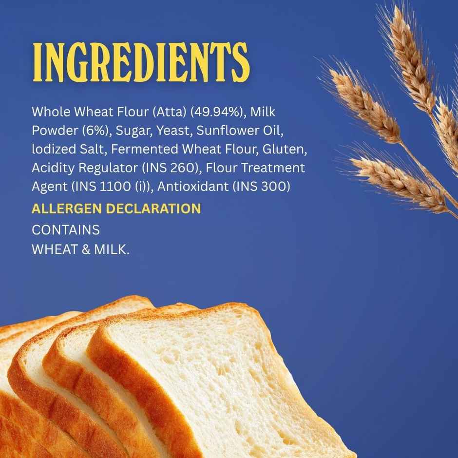 The Baker's Dozen Zero Maida Milk Bread | Atta Bread | Sandwich Bread | White Bread | Clean Label | Combo