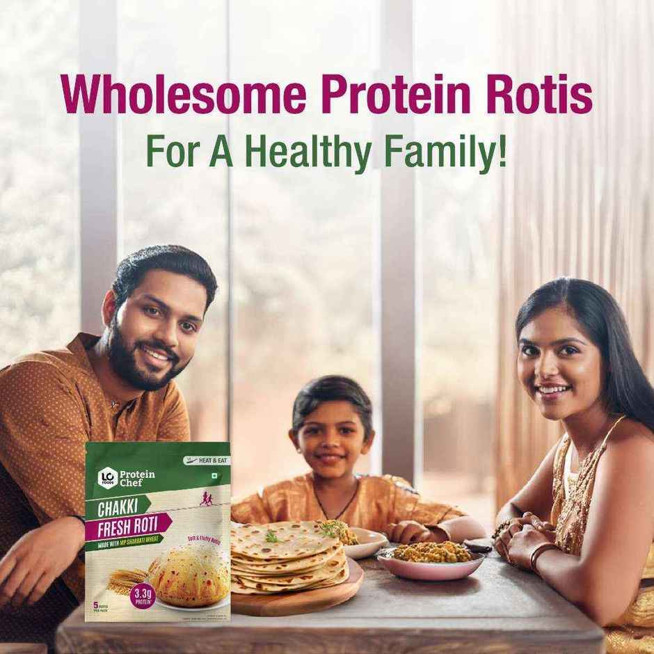 Protein Chef Whole Wheat Roti | Non Frozen | Fresh | Mp Sharbati Atta | Ready To Cook Chapati
