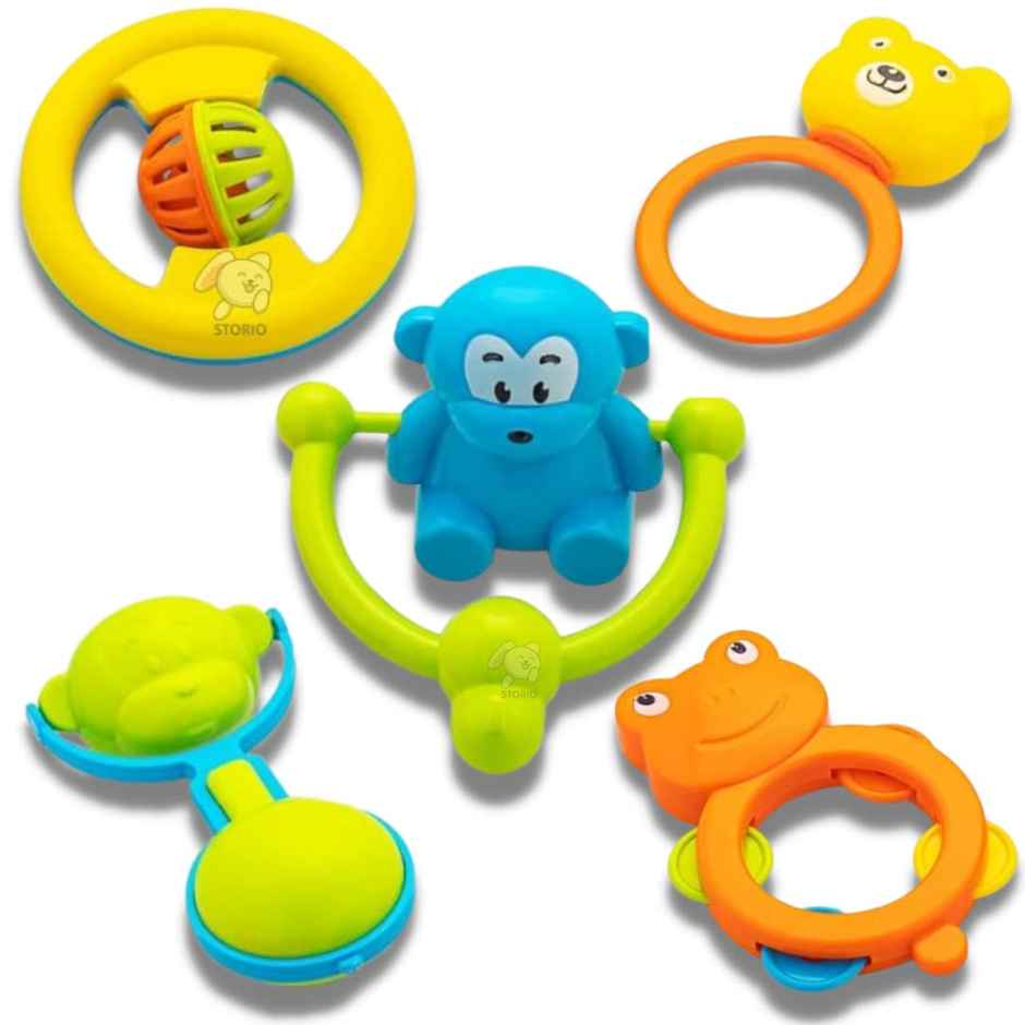 Storio Abs Baby Toys Rattles And Teethers Set| Multicolour
