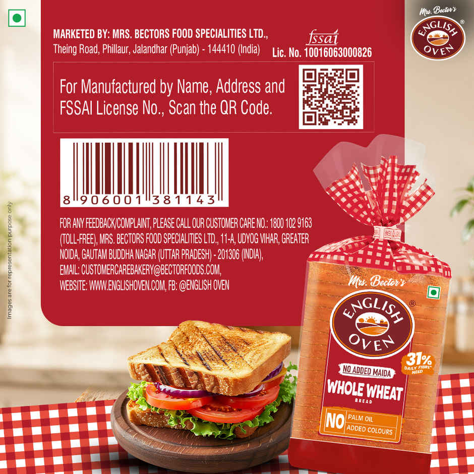 English Oven Zero Maida Whole Wheat Bread | High Fibre