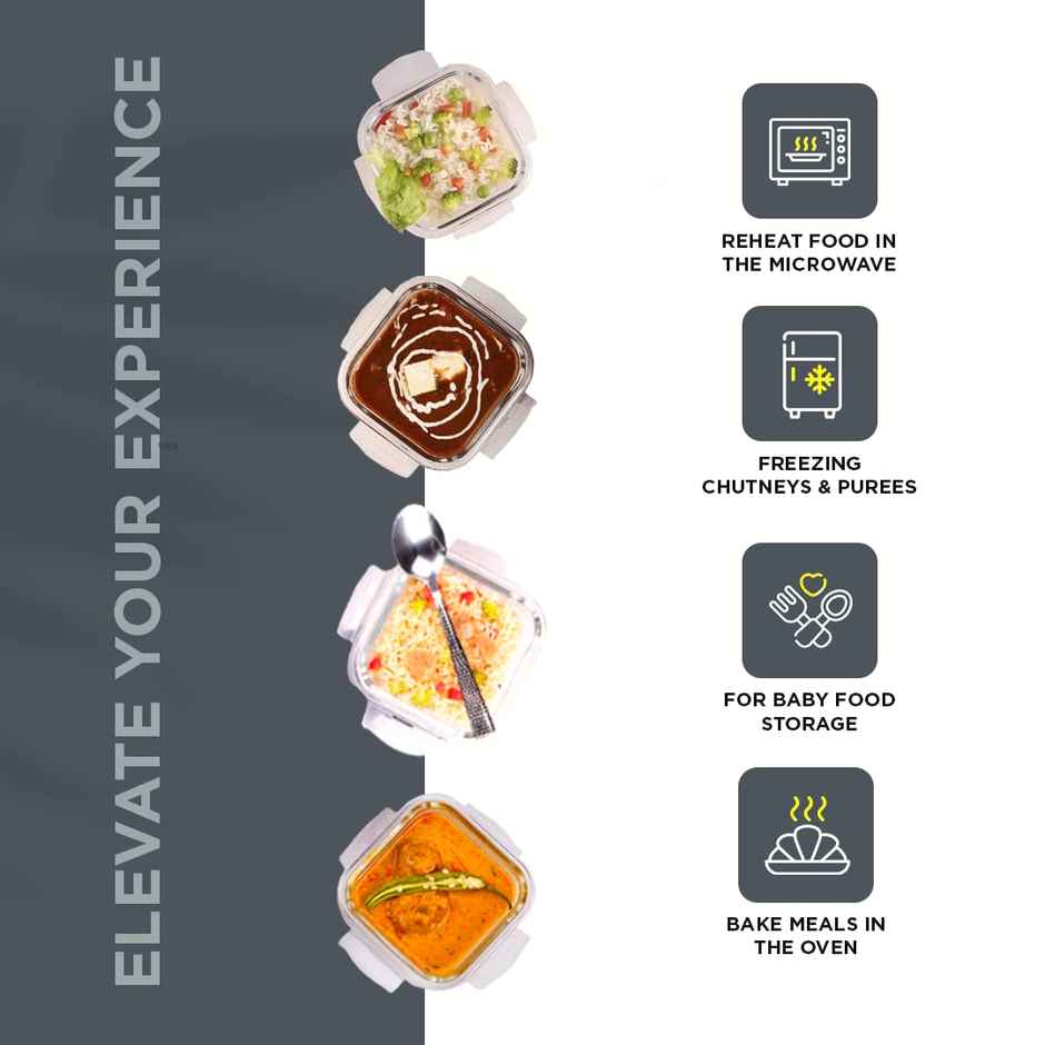 Oliveware Elite Glassware Sqaure Lunchbox - Grey