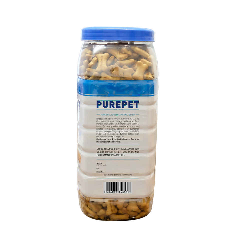 Purepet Milk Flavour Dog Biscuit Treats Jar