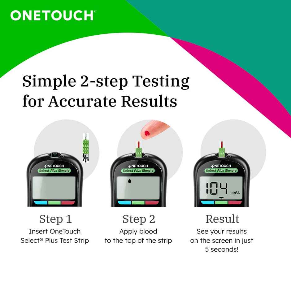 OneTouch Select Plus Simple Glucometer With Free 10 Test Strip, 10 Sterile Lancets And 1 Lancing Device Kit