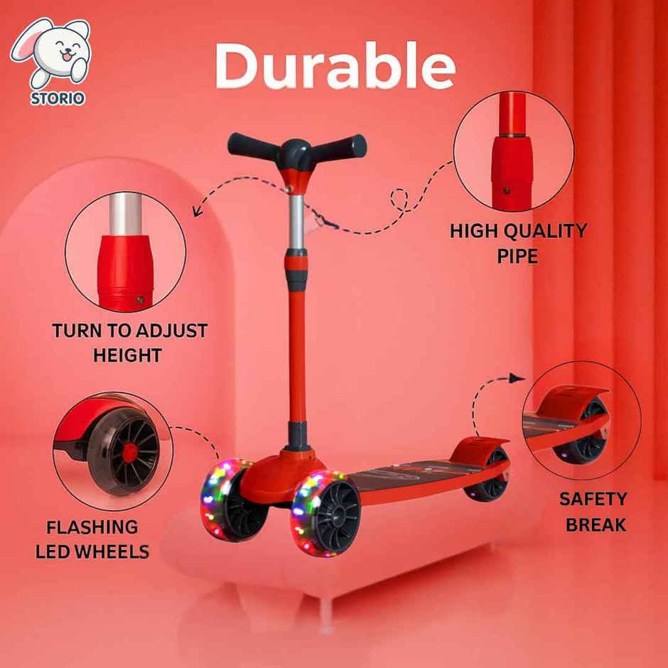 Storio Kick Scooter for Kids | Safe & Smooth Riding Scooter - Red