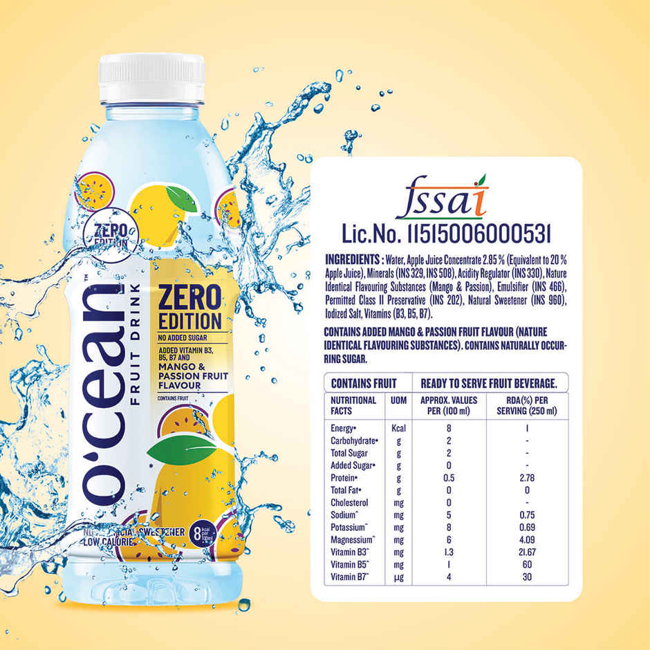 O'cean Fruit Water Zero Mango & Passion Vitamin & Electrolyte Hydration