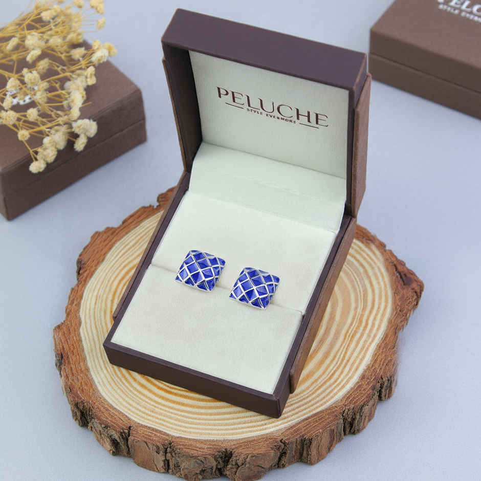 Peluche Blue Enamel Design Cufflinks for Men : 1337-02-103010