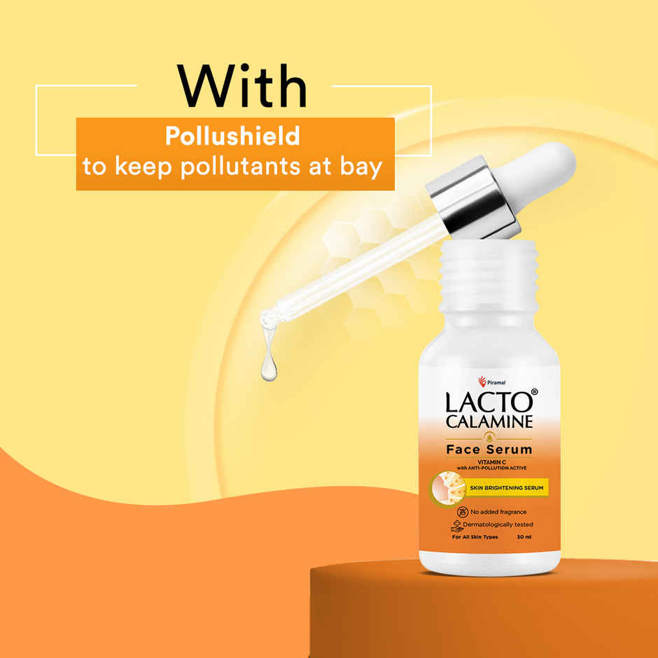 Lacto Calamine Vitamin C Serum Skin Brightening Serum With Pollushield, Vitamin E, B3 And B5