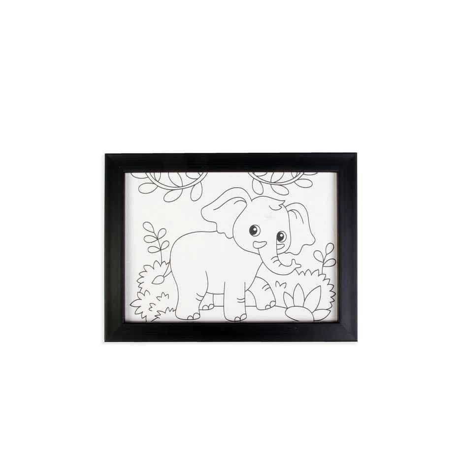 Itsy Bitsy Pre-printed Canvas With Frame Elephant Painting Kit 5 x 7 Inch Sw Lb