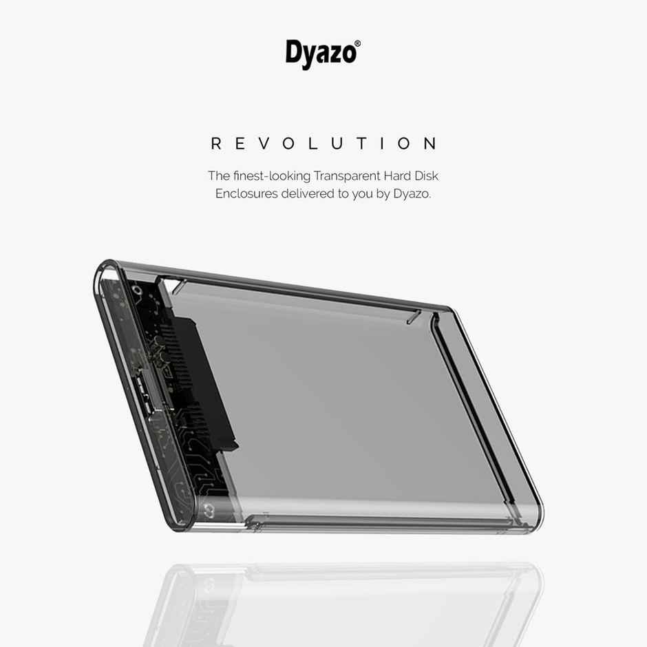 Dyazo Transparent 2.5 Inch SATA to USB 3.0 HDD/SSD Enclosure - UASP Support - Black
