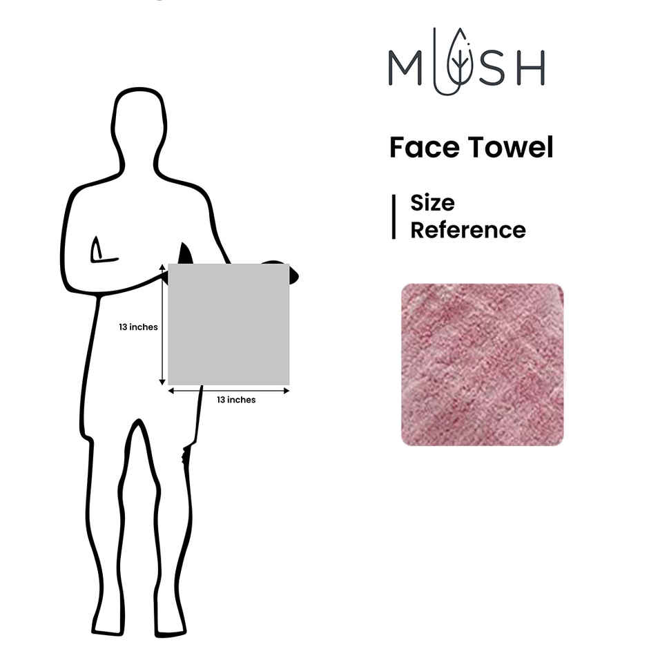 Mush Bamboo Face Towels 500 GSM Soft Absorbent Quick Dry 13x13 in Green Pink White