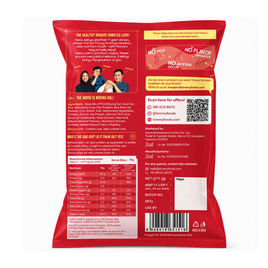 Troovy Healthy High Protein Moong Dal Chips | No Palm Oil