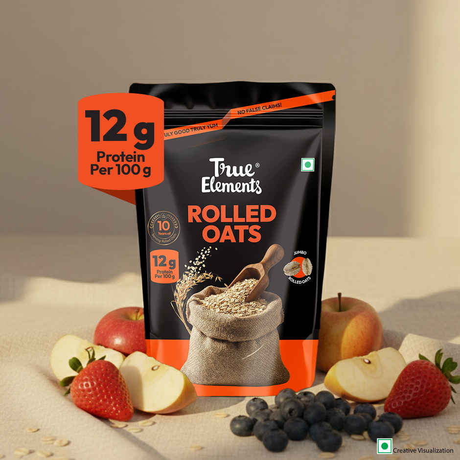 True Elements Rolled Oats | Wholegrain High Fibre High protein Oats | Keeps You Fuller Longer