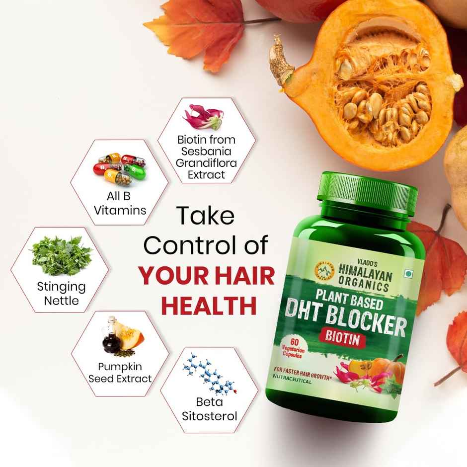 Himalayan Organics Plant Based DHT Blocker Pure Biotin 60 VEG Capsules