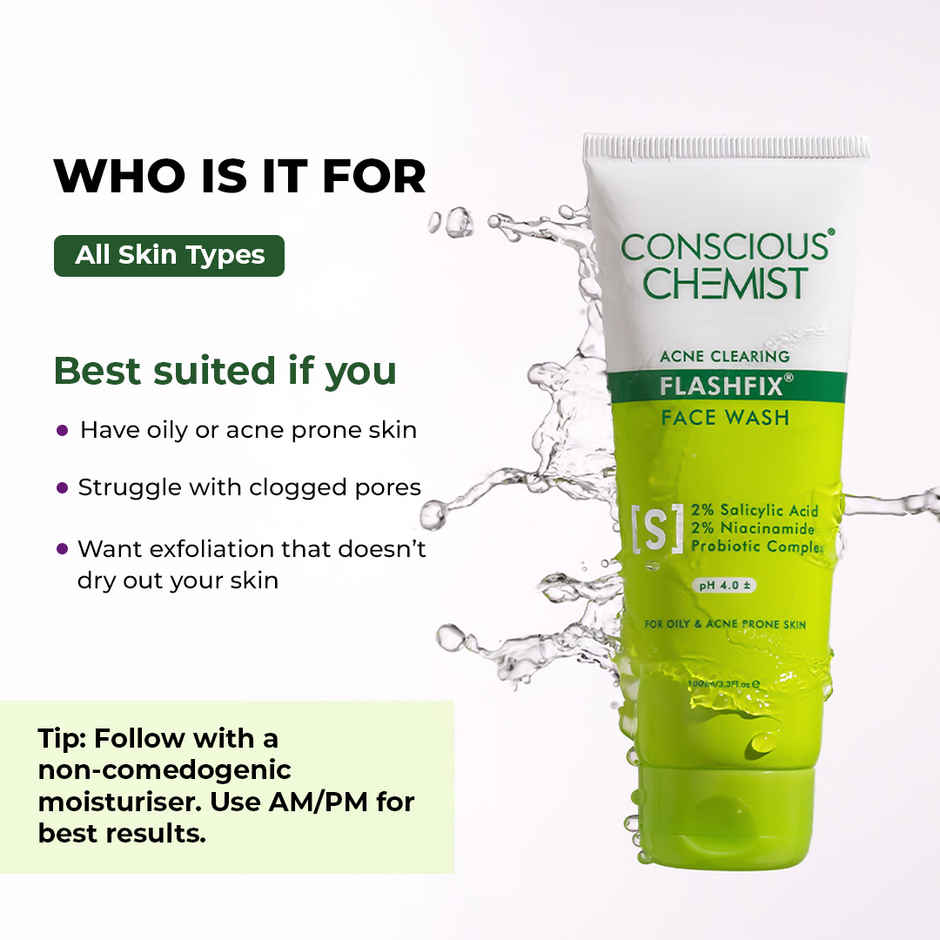 Conscious Chemist Salicylic Acid Face Wash For Oily Acne Prone Skin With Glycolic Acid