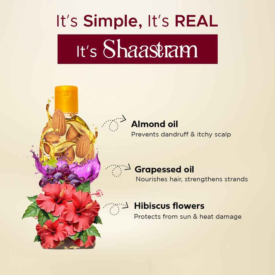 Shaastram Hibiscus & Almond Ayurvedic hair oil to reduce breakage