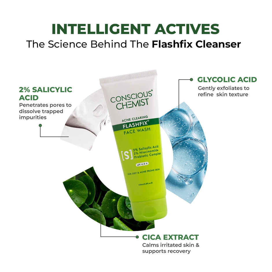 Conscious Chemist Salicylic Acid Face Wash For Oily Acne Prone Skin With Glycolic Acid