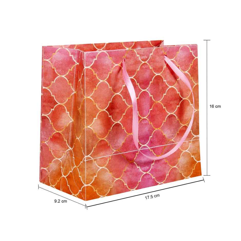 Itsy Bitsy Gift Bags Moroccan Trellis Rosy Shimmer L16 x W17.5 x D9.2cm Gol