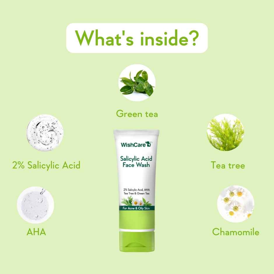 Wishcare 2% Salicylic Acid Face Wash With Aha, Greentea, Chamomile & Teatree