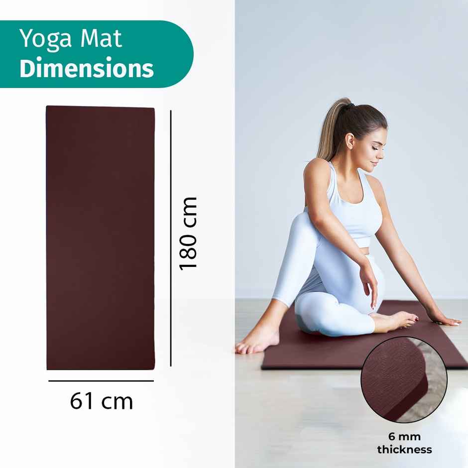 Yogarise 6mm Yoga Mat with Bag & Strap, Wine