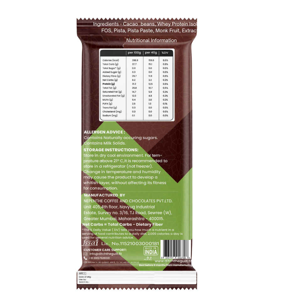 Ditch The Guilt Dubai Pista Kunafa Protein Brownie