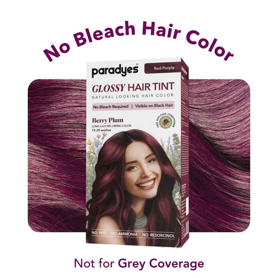 Paradyes No Bleach Berry Plum Glossy Hair Tint, Ammonia|free Hair Color for Natural Black Hair