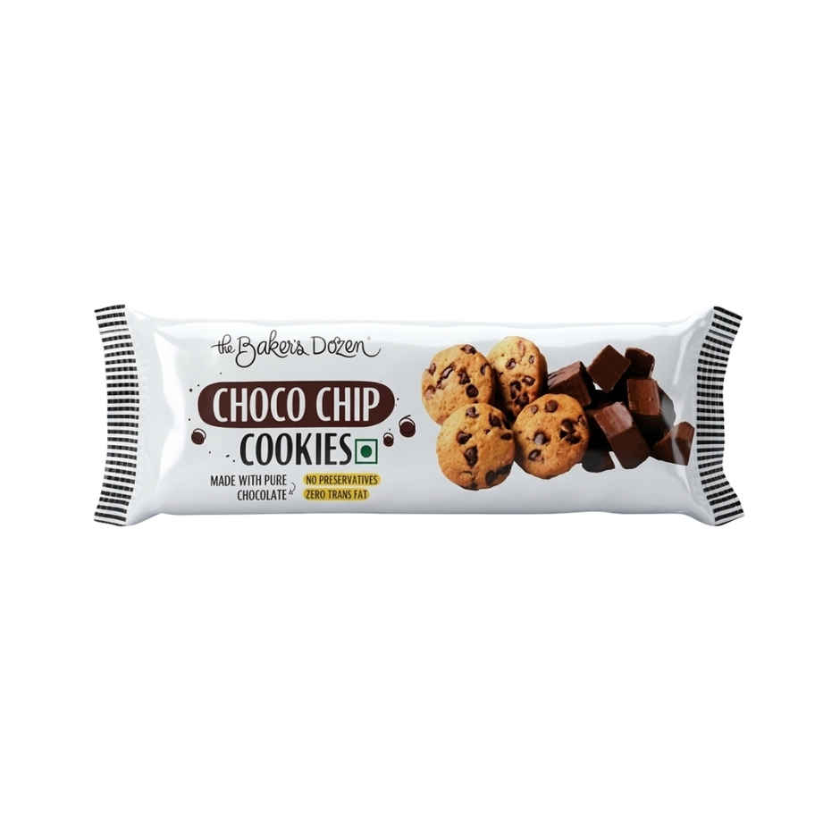 The Baker's Dozen Chocochip Cookies | Source of Protein & Fibre | Made with Dark Choco Chips