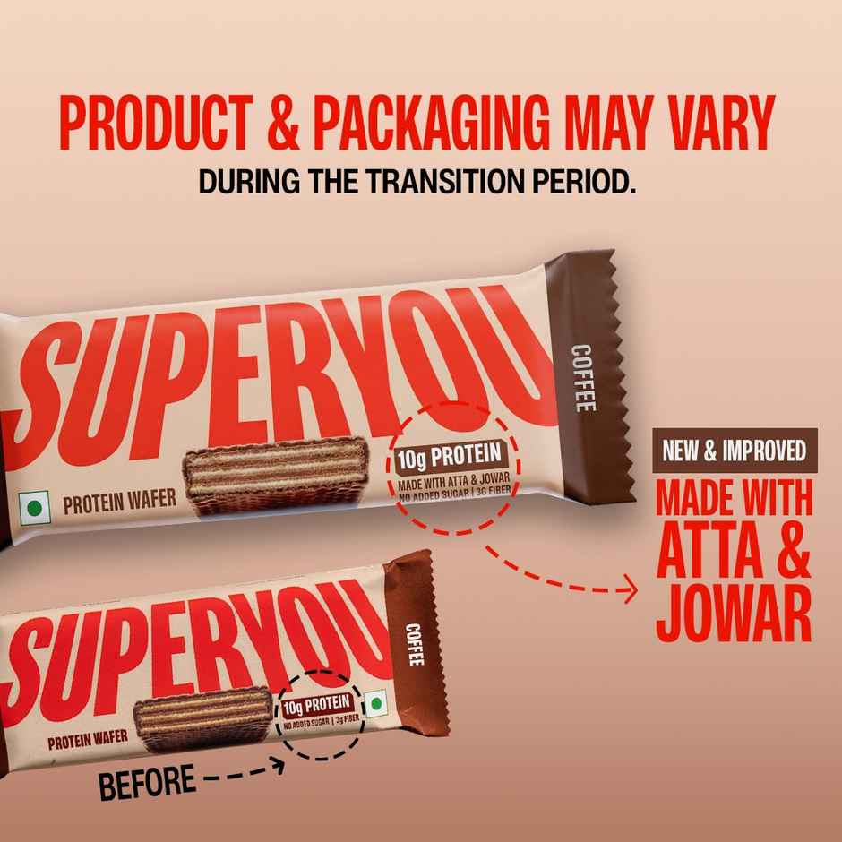 SuperYou 10g Protein Wafer Bar - Coffee (Made with Atta & Jowar. No Added Sugar. No Trans Fat.)