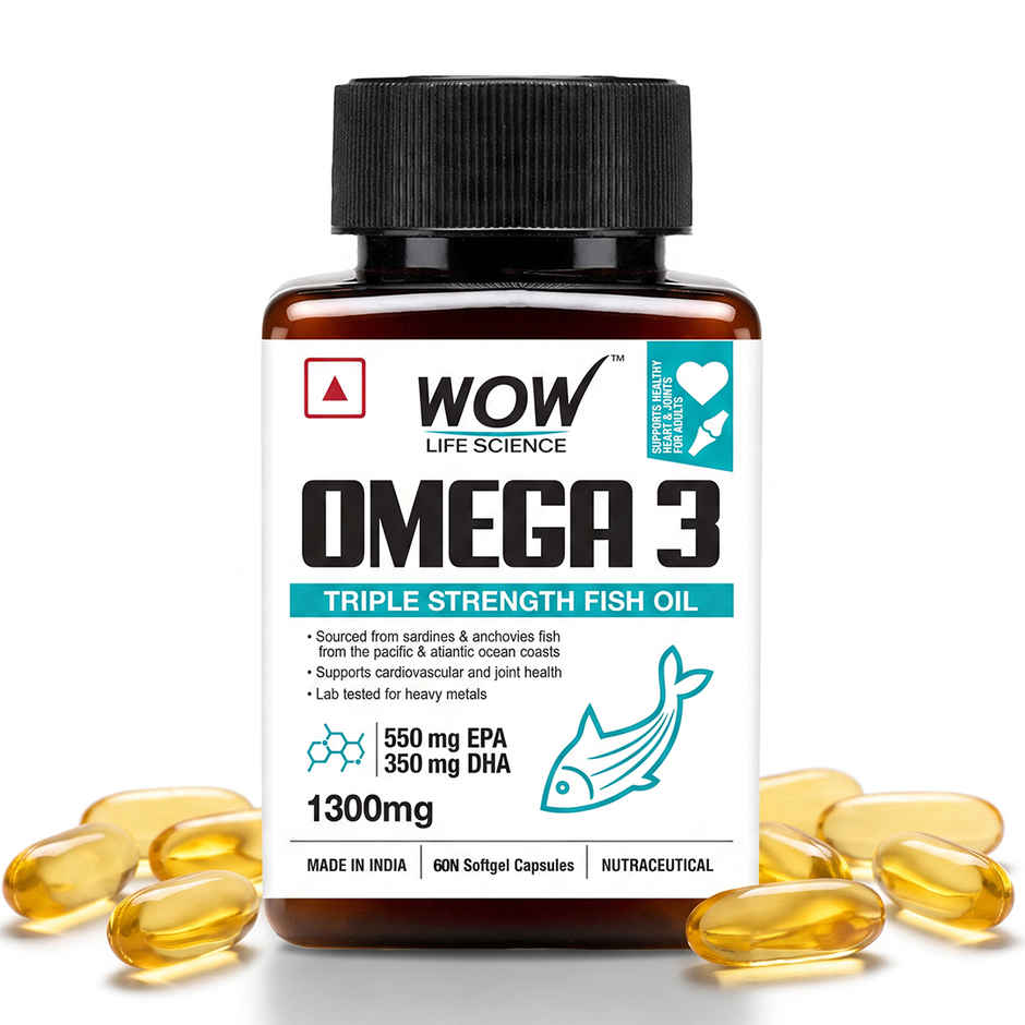 Wow Life Science Omega 3 Fish Oil 1300mg | EPA 550mg | DHA 350mg