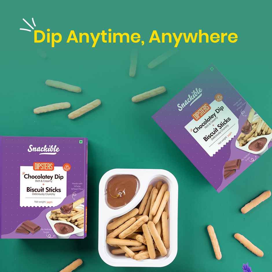 Snackible Biscuit Sticks | With Chocolatey Dip | Made With Jaggery