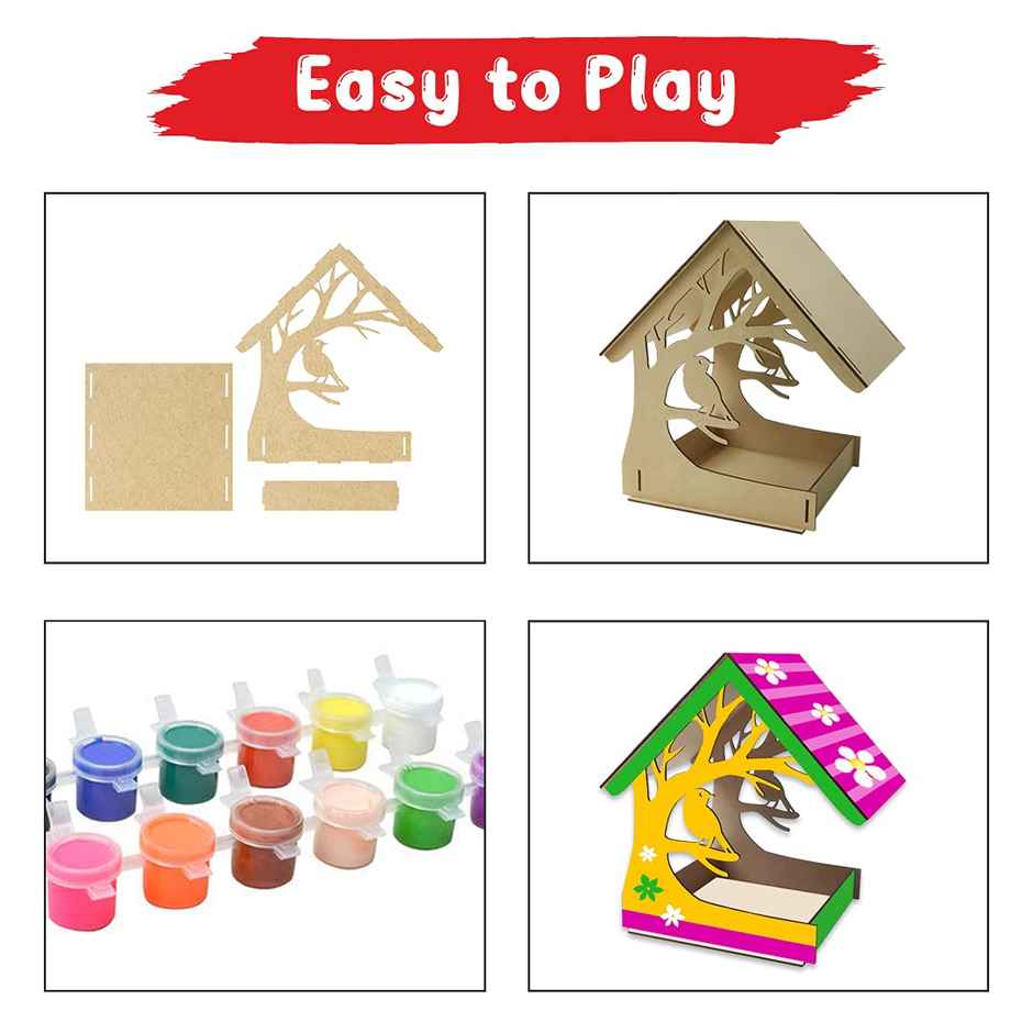 Webby DIY Wooden Build & Paint Hut Shaped Cute Bird House for Kids Toy