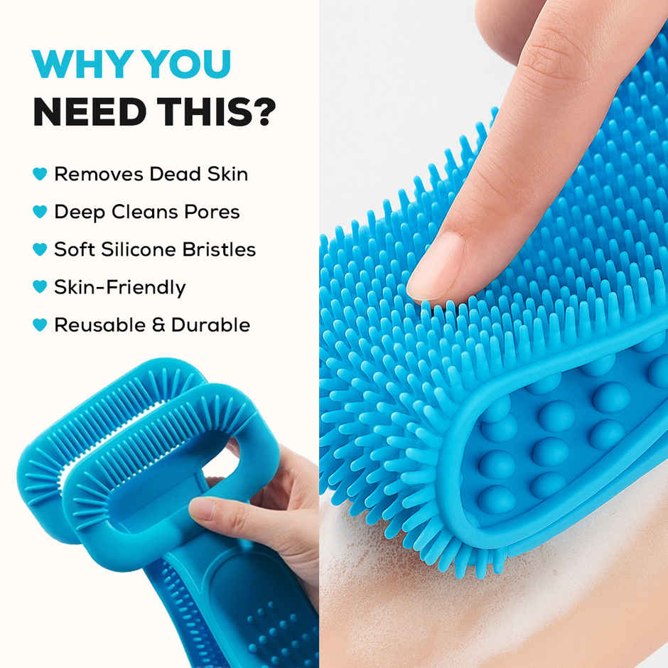 Multibrite Silicone Body Scrubber for Bath | Double-Sided Back Exfoliating Scrubber
