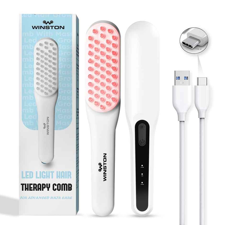 Winston Led Comb For Hair Therapy And Growth For Men And Women - White