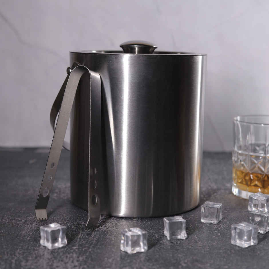 Bar Box Double Walled Stainless Steel Insulated Ice Bucket With Lid And Tong | 1.5 L